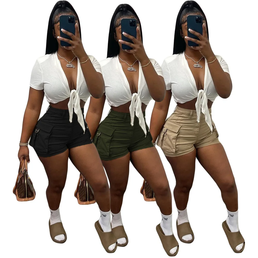 2022 Summer New Arrive Cargo high waist shorts For Women Fashion bottom overall, Sum324
2022 Summer New Arrive Cargo high waist shorts For Women Fashion bottom overall, Sum324
