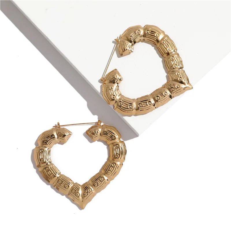 High quality gold plated statement bamboo hoop earrings jewelry popular exaggerated big bamboo heart earrings, 7 styles to choose
High quality gold plated statement bamboo hoop earrings jewelry popular exaggerated big bamboo heart earrings, 7 styles to choose