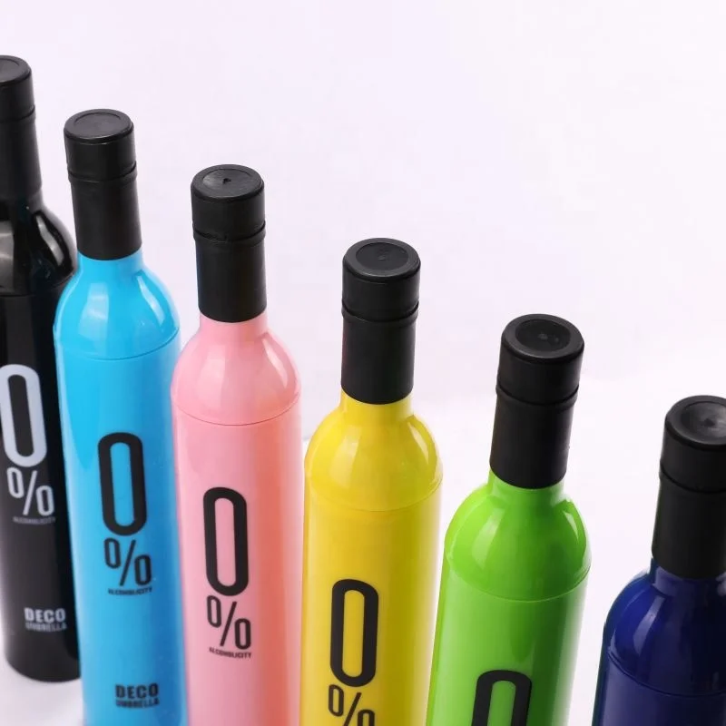 

Pattern Design Gift Promotional Wine Bottles Folding Sun Rain Umbrella, Customized color