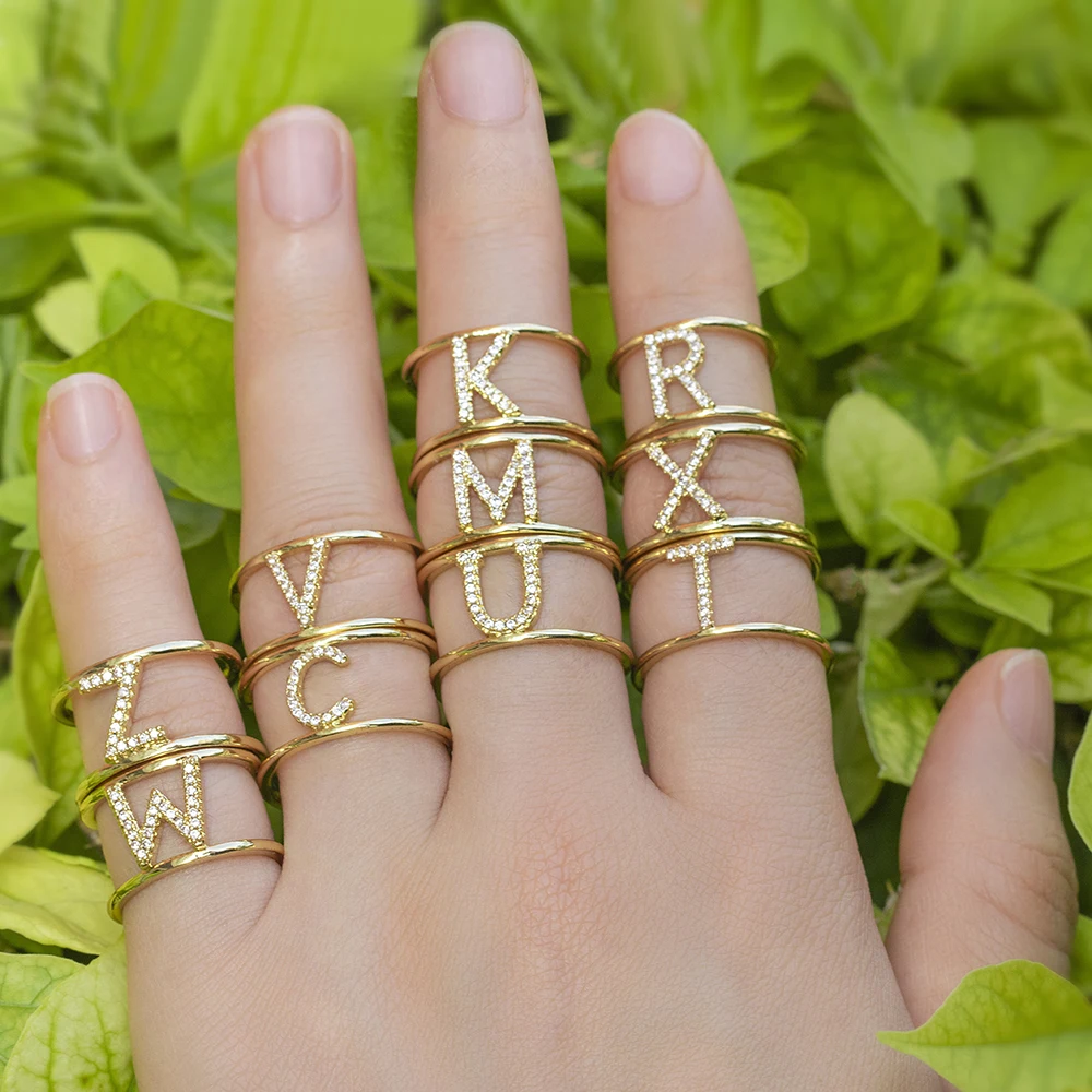 2021 New Fashion Jewelry Brass micro-laid zircon 26 alphabet Initial rings sets for all fingers gemstone rings
2021 New Fashion Jewelry Brass micro-laid zircon 26 alphabet Initial rings sets for all fingers gemstone rings