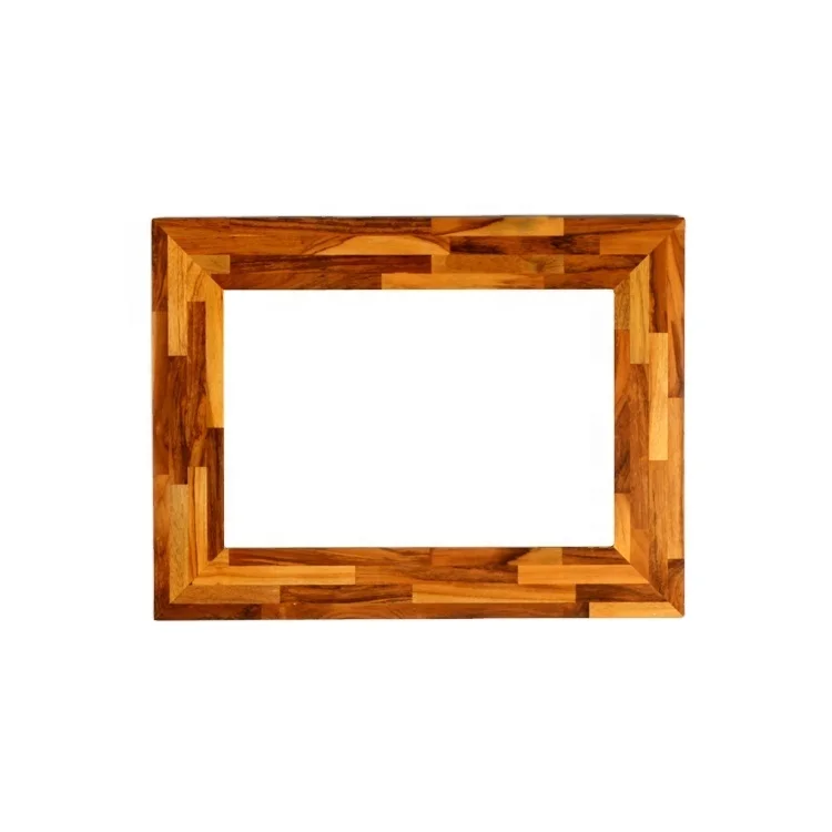 Finger joint teak wood wall-mounted bevel smart design glass fancy mirror, Wood color
Finger joint teak wood wall-mounted bevel smart design glass fancy mirror, Wood color