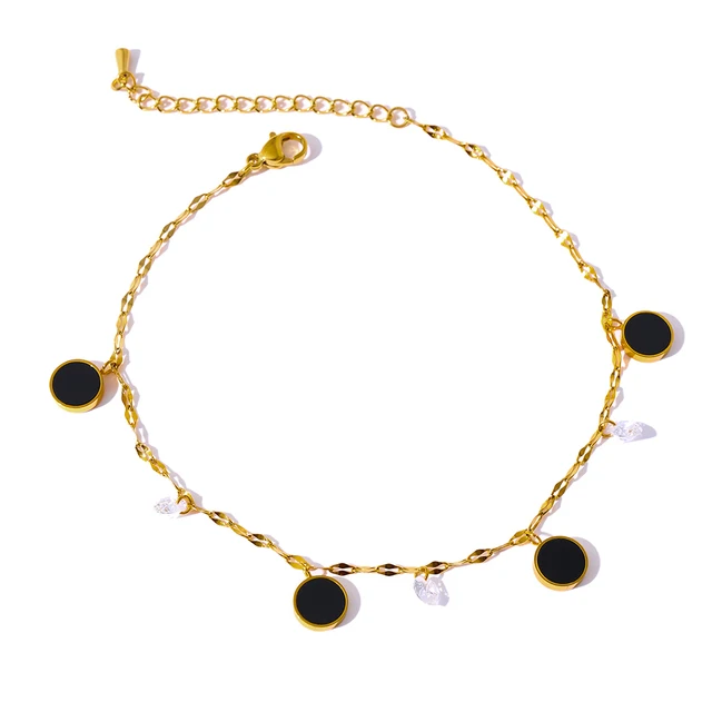 JINYOU 1040 Exquisite Round Enamel Gold Anklet Waterproof Stainless Steel Chain Zircon Anklet Jewelry
JINYOU 1040 Exquisite Round Enamel Gold Anklet Waterproof Stainless Steel Chain Zircon Anklet Jewelry
