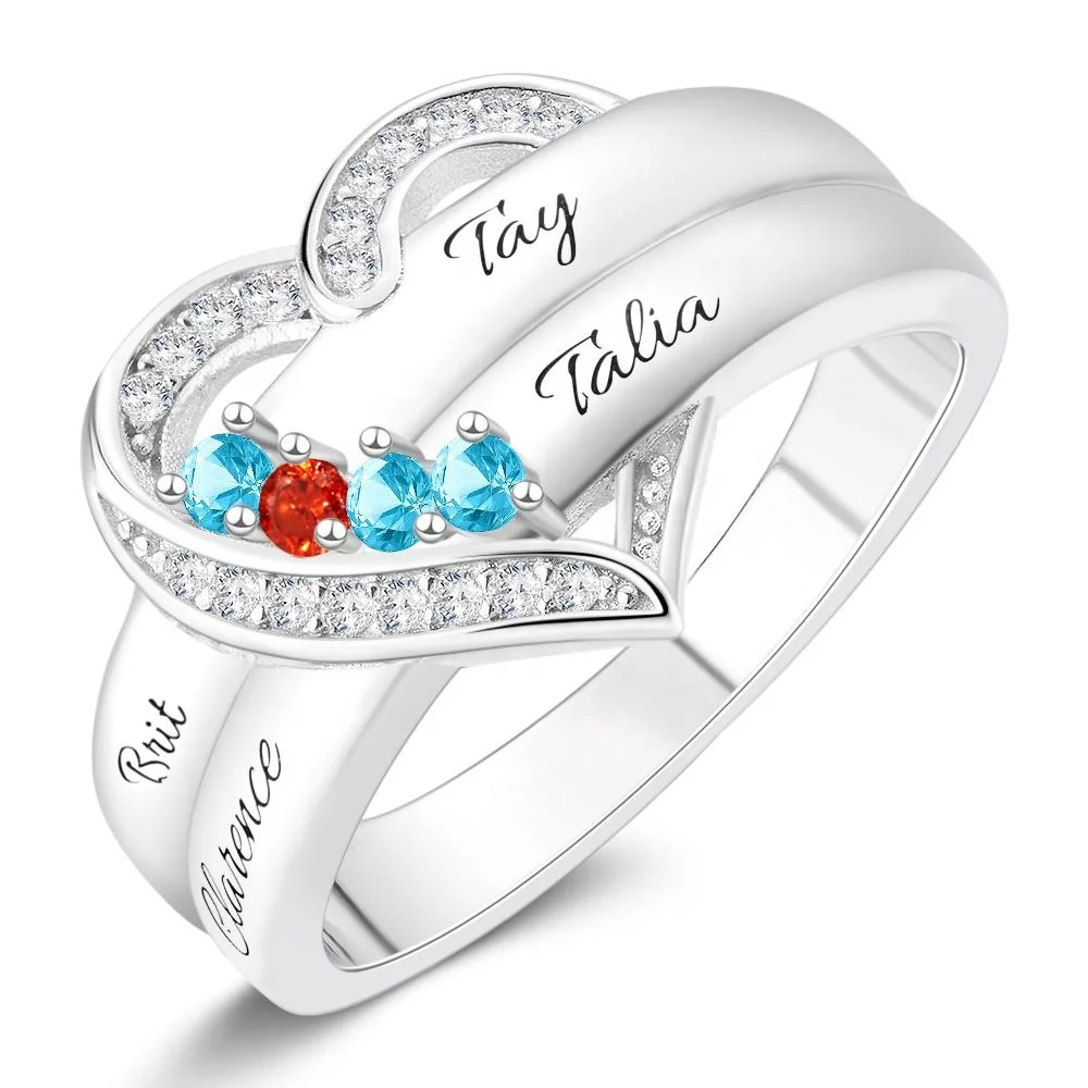 Fashion Love Color Finger Family Birtstone Ring Jewelry 925 Silver Gemstone Custom Word Four Name Rings
Fashion Love Color Finger Family Birtstone Ring Jewelry 925 Silver Gemstone Custom Word Four Name Rings