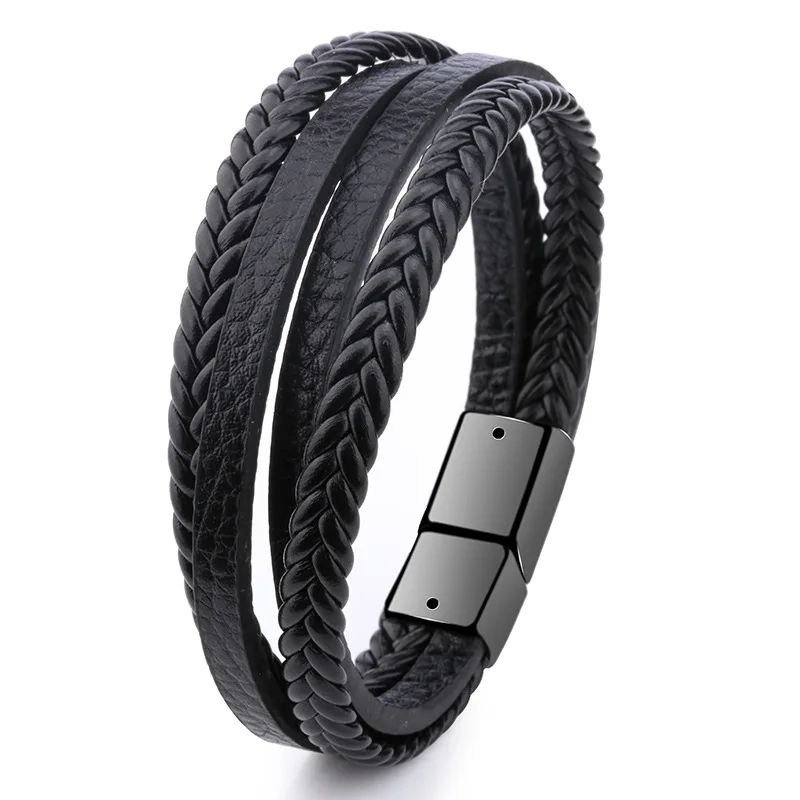 Vintage Luxury Multi layer PU Leather Bracelet Braided Leather Charm Bracelet Jewelry For Men, Black
Vintage Luxury Multi layer PU Leather Bracelet Braided Leather Charm Bracelet Jewelry For Men, Black