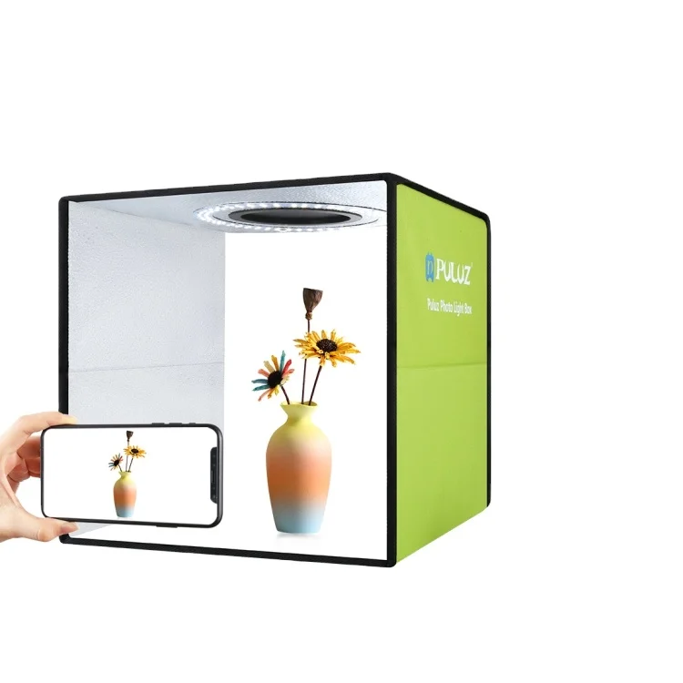 New Design PULUZ 30cm Portable Folding Studio Box, Ring LED Light Shooting Softbox Platform with 6-color Background
New Design PULUZ 30cm Portable Folding Studio Box, Ring LED Light Shooting Softbox Platform with 6-color Background