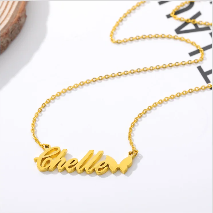New Technology Custom Stainless Steel Jewelry Charms Logo Gold Plated Butterfly Name Plate Necklace
New Technology Custom Stainless Steel Jewelry Charms Logo Gold Plated Butterfly Name Plate Necklace