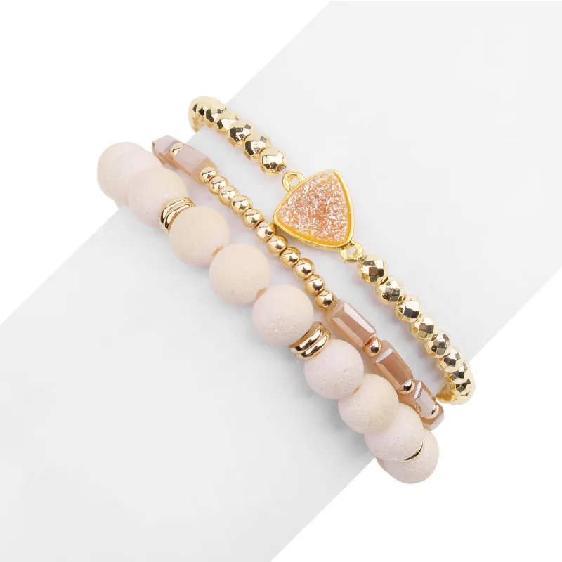 Elastic Three Pieces Set Round Beads Bracelet Multi Layers Gold Plated Natural Stone Crystal Bracelets For Women
Elastic Three Pieces Set Round Beads Bracelet Multi Layers Gold Plated Natural Stone Crystal Bracelets For Women