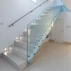 White floating staircase modern style with glass stair railing