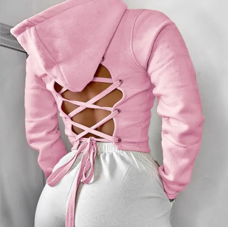 High Quality Custom Design Stretch Cotton PINK LACE UP BACK CROP HOODIE backless clothes
High Quality Custom Design Stretch Cotton PINK LACE UP BACK CROP HOODIE backless clothes