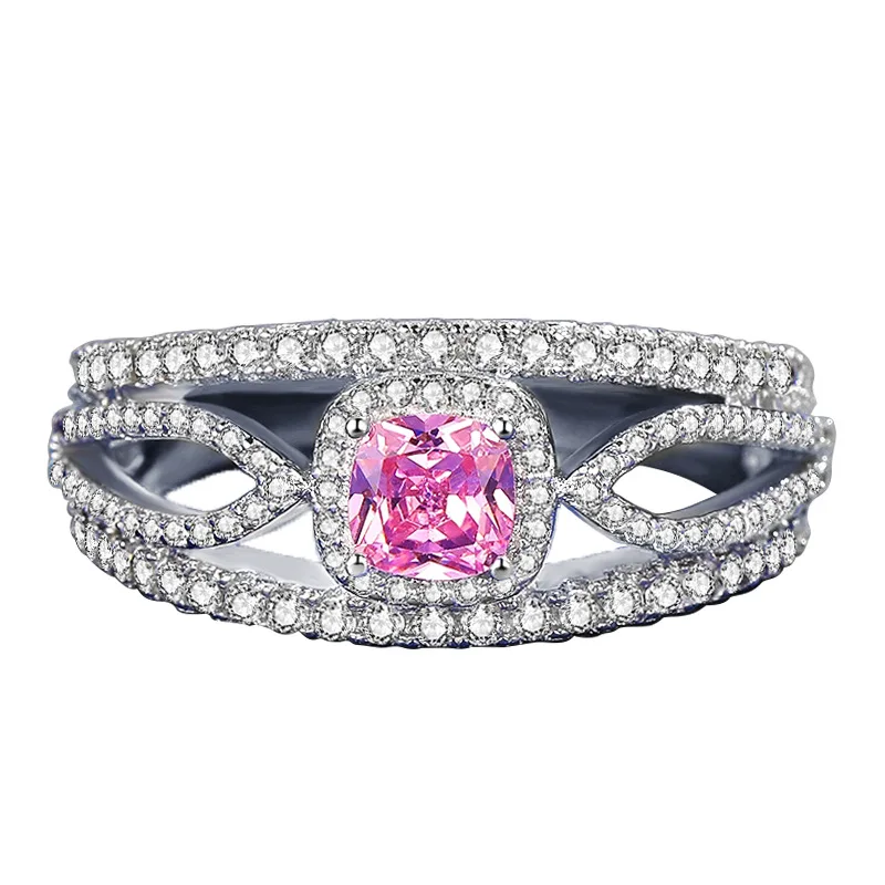 Wide European and American fashion lady S925 Sterling Silver Ring Pink square wedding diamond banquet jewelry
Wide European and American fashion lady S925 Sterling Silver Ring Pink square wedding diamond banquet jewelry