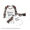 M-001 floral print mommy and me ruffle raglan shirts designs with letter print pattern casual long sleeve top fall boutique