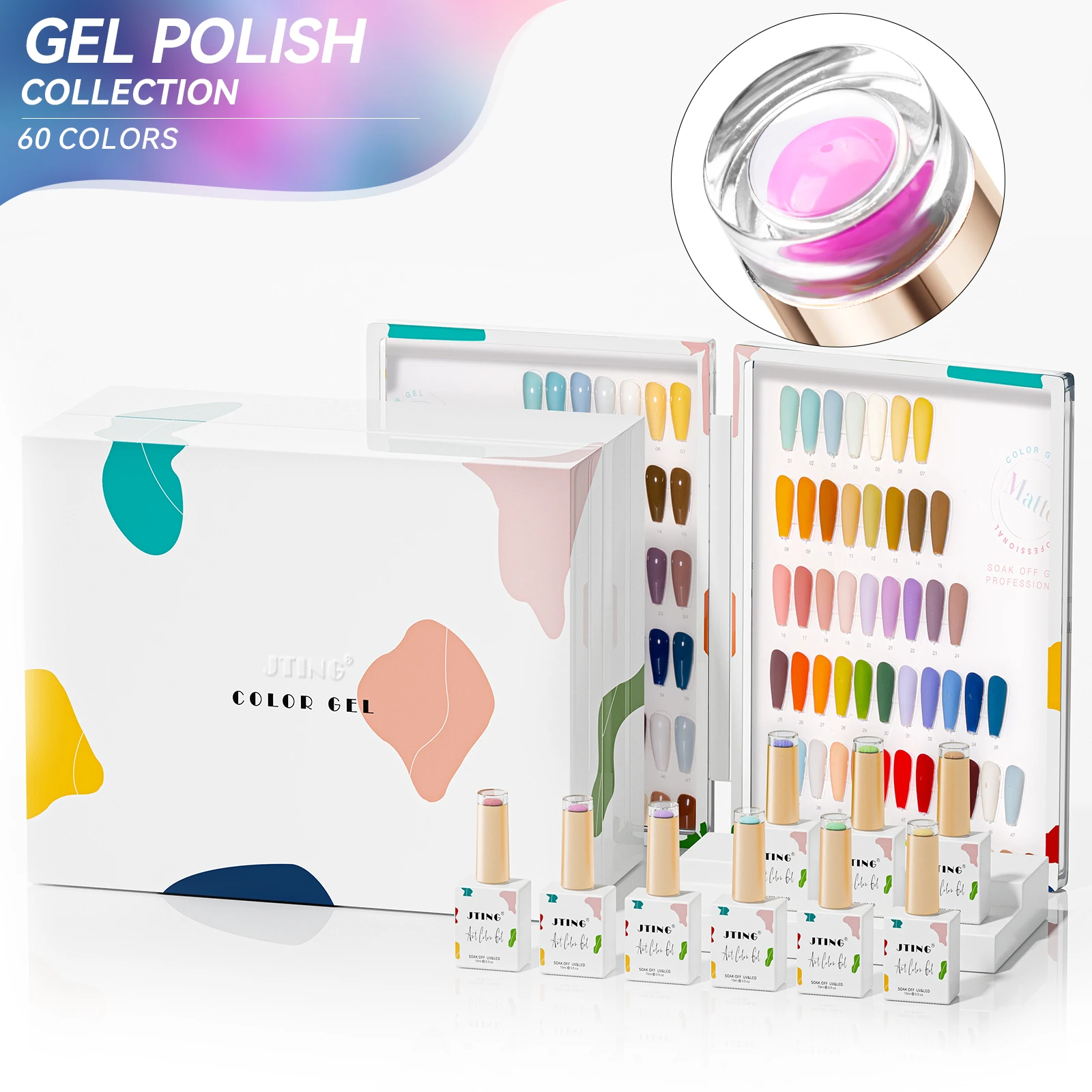 JTING Hot popular 60colors summer collection gel nail polish set box 15ml bottle free color book uv led nail gel polish kit
JTING Hot popular 60colors summer collection gel nail polish set box 15ml bottle free color book uv led nail gel polish kit