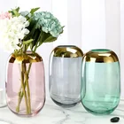 Decoration Modern Luxury Colored Gold Flower Glass Vase Home Wedding Decoration