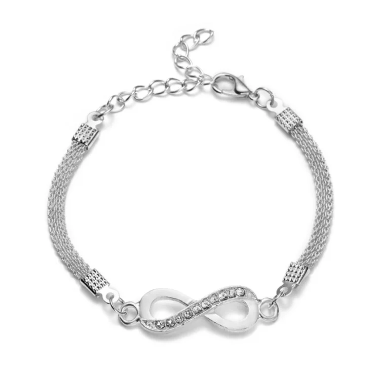 Fashion Women Silver Plated Adjustable Mesh Bracelet Crystal Infinity Charm Bracelet
Fashion Women Silver Plated Adjustable Mesh Bracelet Crystal Infinity Charm Bracelet