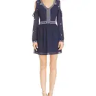 Women off shoulder chiffon embroidered women casual dresses