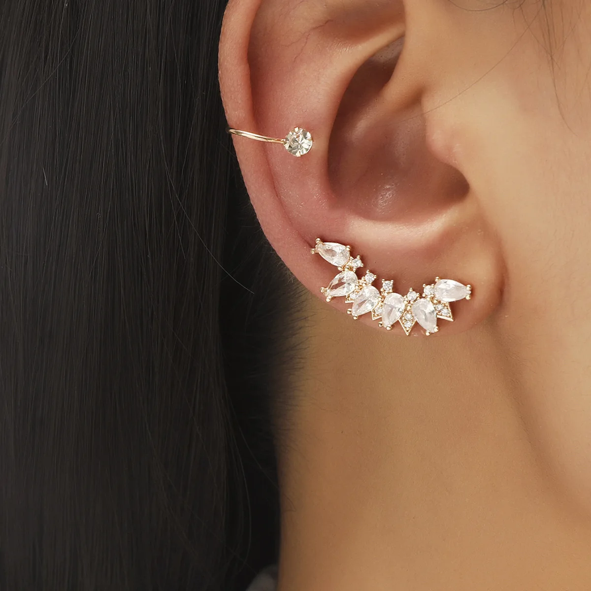 Factory wholesale ear clip leaves flower sun geometric pearl zircon ear clip ear stud set stainless steel stud earrings set, Golden
Factory wholesale ear clip leaves flower sun geometric pearl zircon ear clip ear stud set stainless steel stud earrings set, Golden