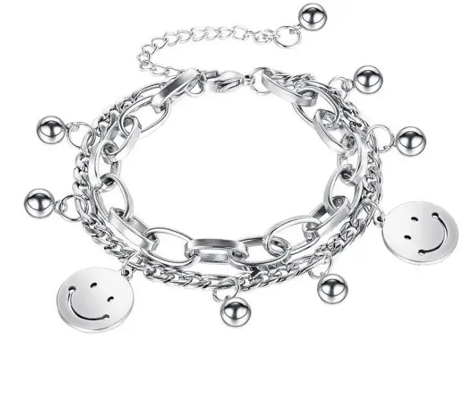 Wholesale Fashion All Match Double-Layer Titanium Steel Round Bead Smiley Bracelet Women
Wholesale Fashion All Match Double-Layer Titanium Steel Round Bead Smiley Bracelet Women