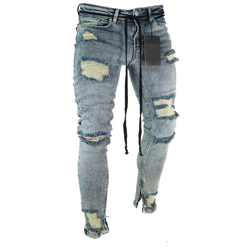 Men's jeans high street slim stretch locomotive washed trousers ripped feet pants men design jeans
Men's jeans high street slim stretch locomotive washed trousers ripped feet pants men design jeans