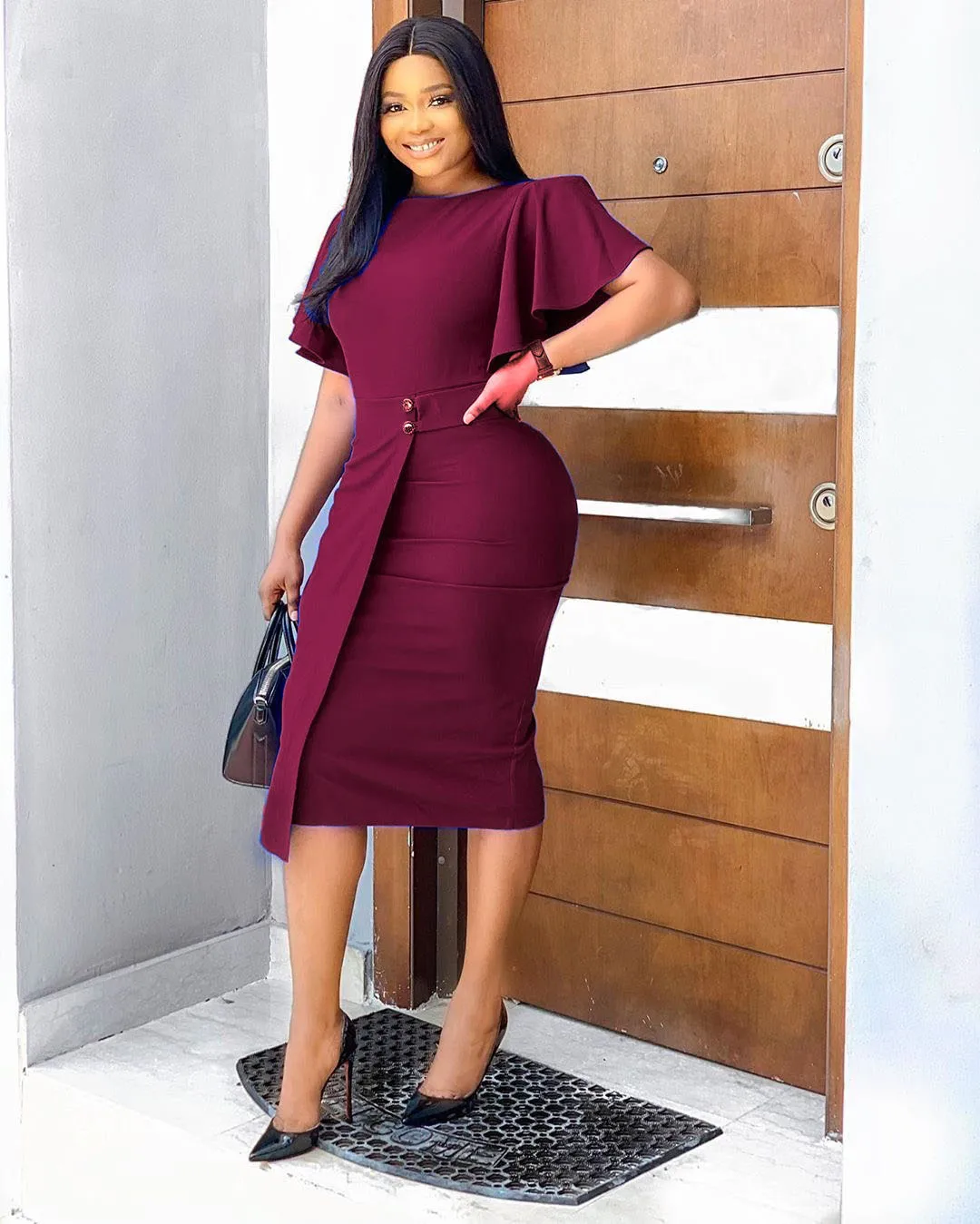 Customized LOGO plus size women's new solid color round neck slim women's dress D072
Customized LOGO plus size women's new solid color round neck slim women's dress D072
