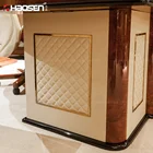 luxury high class PU Leather white curved office desk CEO desk china office furniture foshan