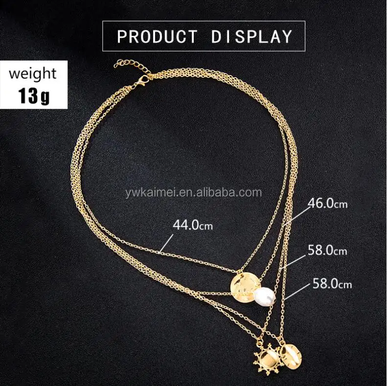 2019 new fashion gold multilayer chains long pearl pearl