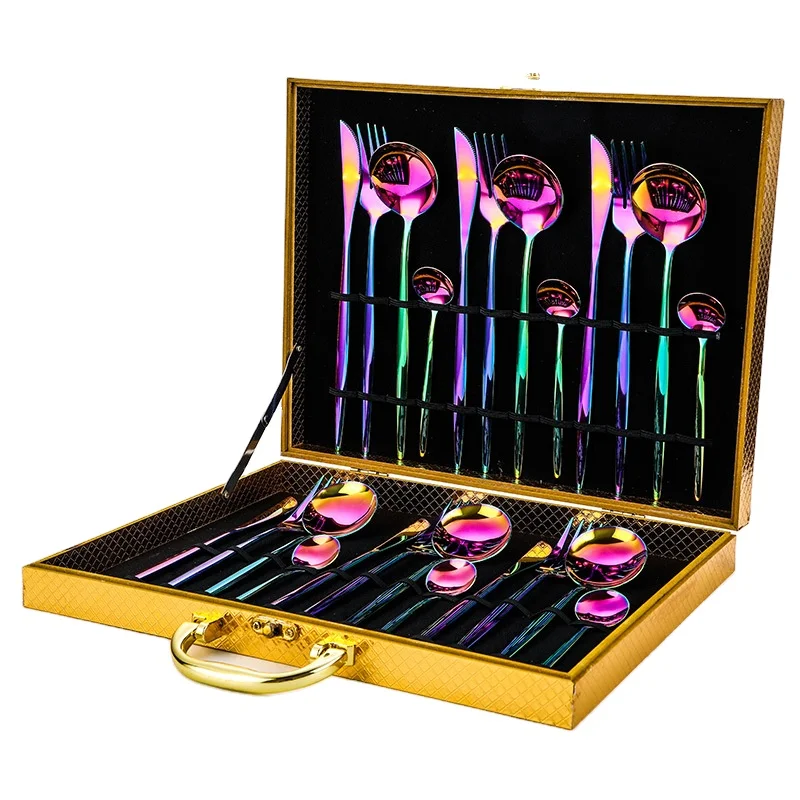 AA718 Knife Fork Set Cutlery Mirror Polishing Black Silverware 24PCS Gold Plated Stainless Steel Dinnerware Set, 9 colors
AA718 Knife Fork Set Cutlery Mirror Polishing Black Silverware 24PCS Gold Plated Stainless Steel Dinnerware Set, 9 colors