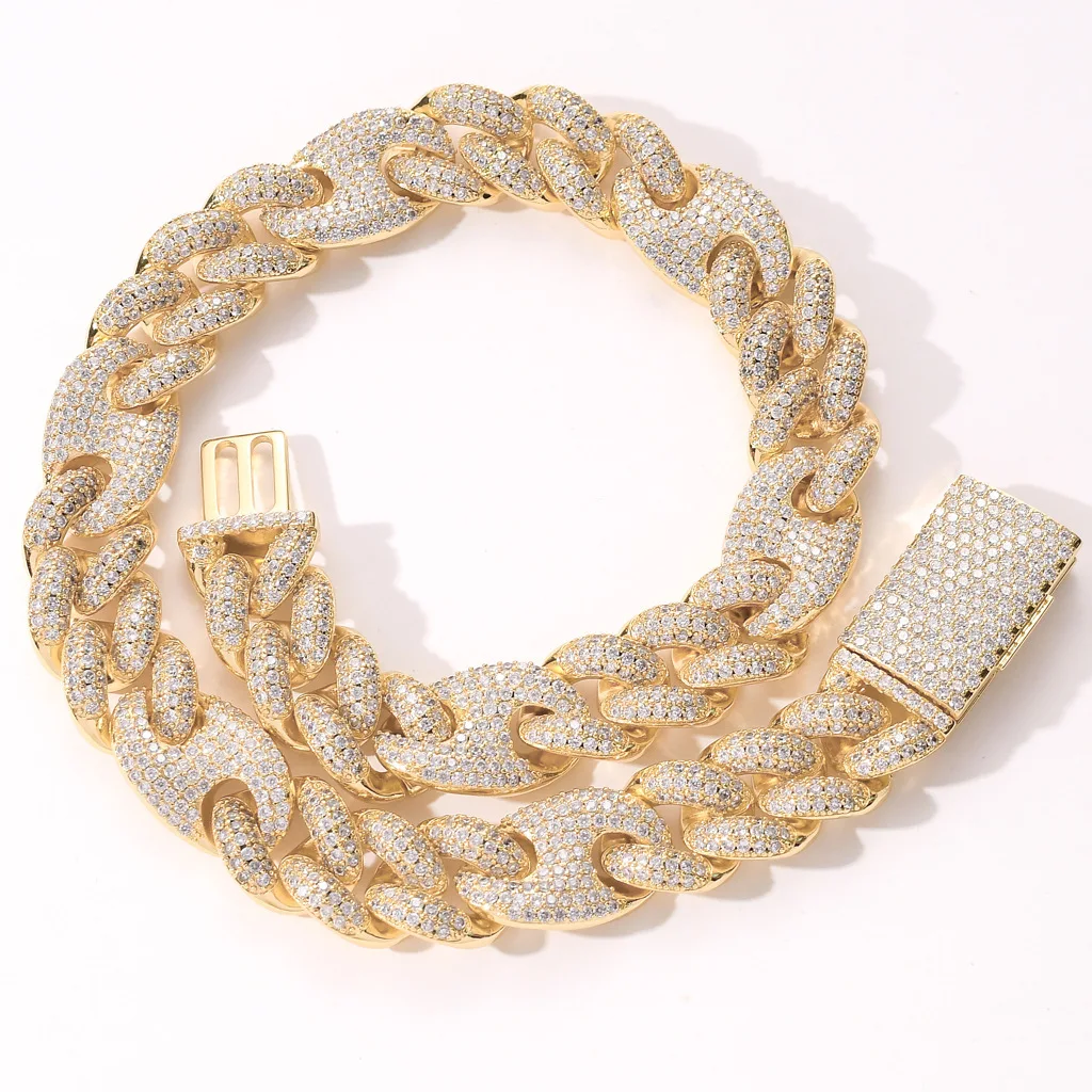 Hip Hop 20MM 14K Gold Plated Coffee Bean Miami Cuban Necklace Full Bling Diamond Miami Cuban Coffee Bean Chain Necklace Men
Hip Hop 20MM 14K Gold Plated Coffee Bean Miami Cuban Necklace Full Bling Diamond Miami Cuban Coffee Bean Chain Necklace Men