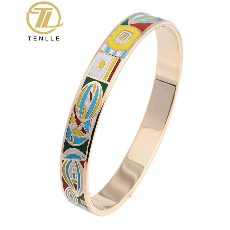 18K Gold Plated Chinese Enamel Bracelet Stainless Steel Bangle Bracelet For Anniversary Engagement Gift Party Wedding
18K Gold Plated Chinese Enamel Bracelet Stainless Steel Bangle Bracelet For Anniversary Engagement Gift Party Wedding