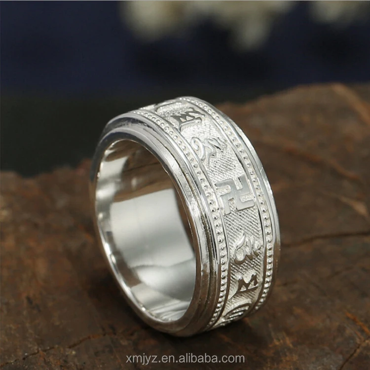 S990 Silver Ring Male Index Finger Retro Six-Character Mantra Rotatable Single Ring Personalized Tail Ring Birthday Gift
S990 Silver Ring Male Index Finger Retro Six-Character Mantra Rotatable Single Ring Personalized Tail Ring Birthday Gift