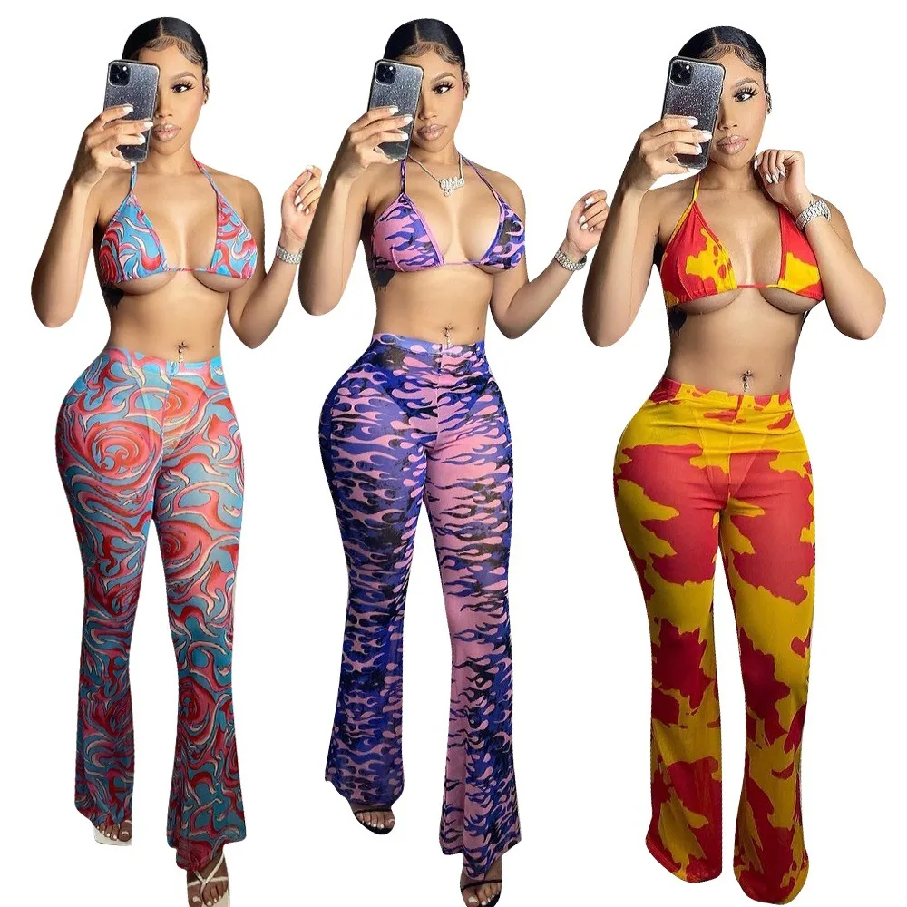Sexy Two Piece Sets Women Mesh Sling Bra top And Wide leg pants Skinny Outfits Women Casual Two Piece Set, Purple,yellow,blue
Sexy Two Piece Sets Women Mesh Sling Bra top And Wide leg pants Skinny Outfits Women Casual Two Piece Set, Purple,yellow,blue