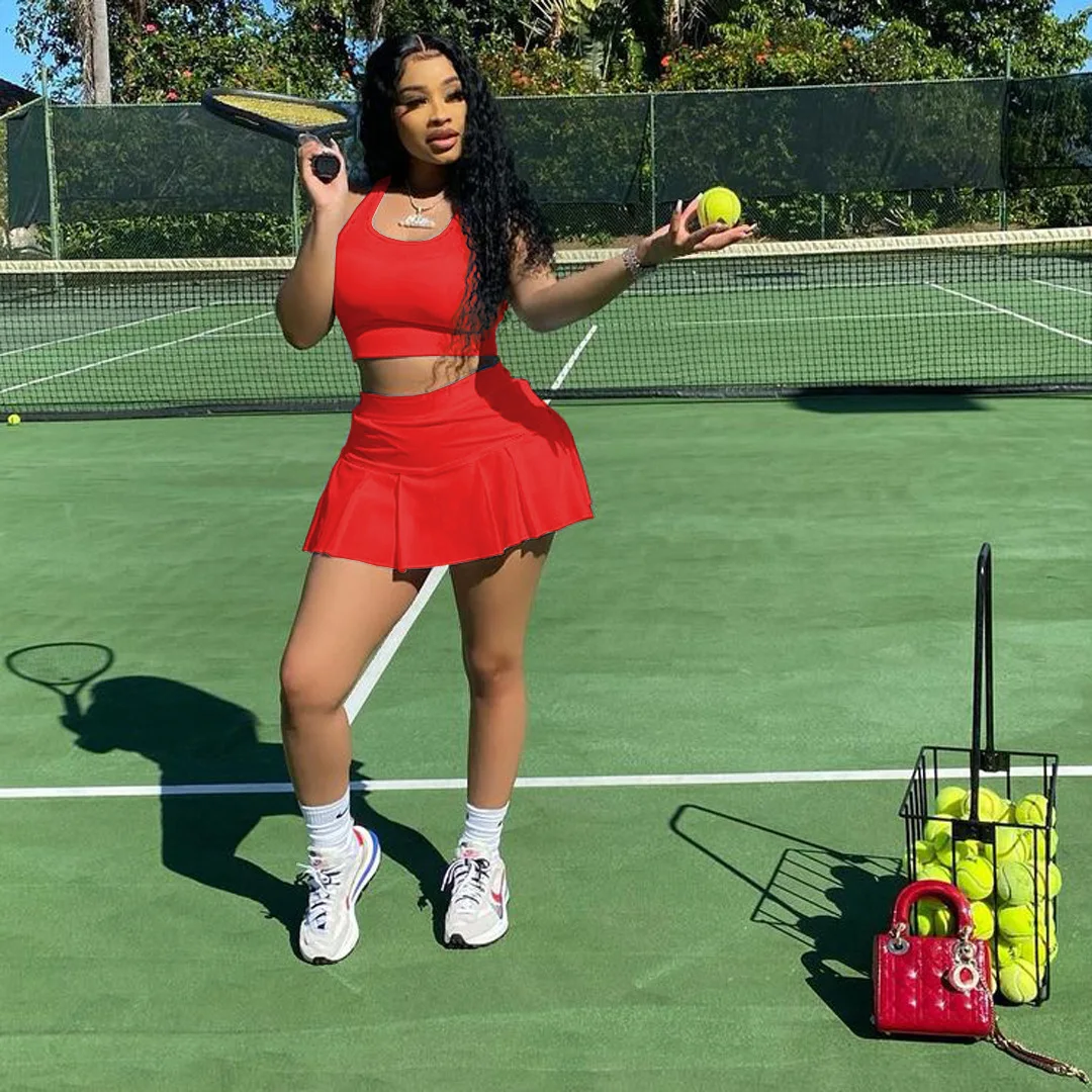 fashion factory price ladies crop top summer outfits women two Piece tennis sport suit short two piece skirt set 2021
fashion factory price ladies crop top summer outfits women two Piece tennis sport suit short two piece skirt set 2021