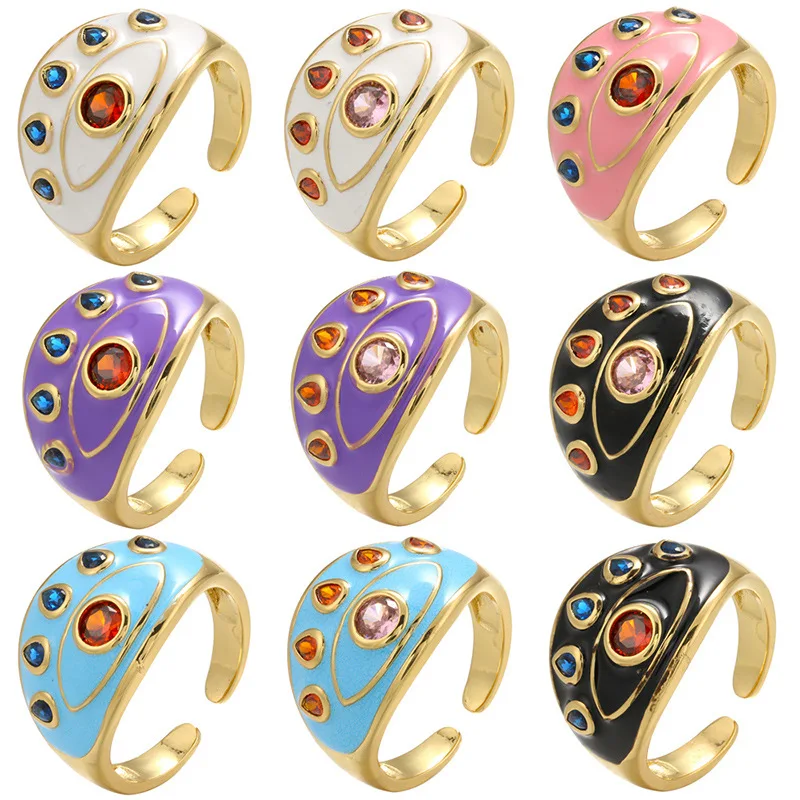 Luxury 18K Gold Plated CZ Zircon Evil Eyes Open Rings Colorful Drop Oil Crystal Devil Eye Ring For Women
Luxury 18K Gold Plated CZ Zircon Evil Eyes Open Rings Colorful Drop Oil Crystal Devil Eye Ring For Women