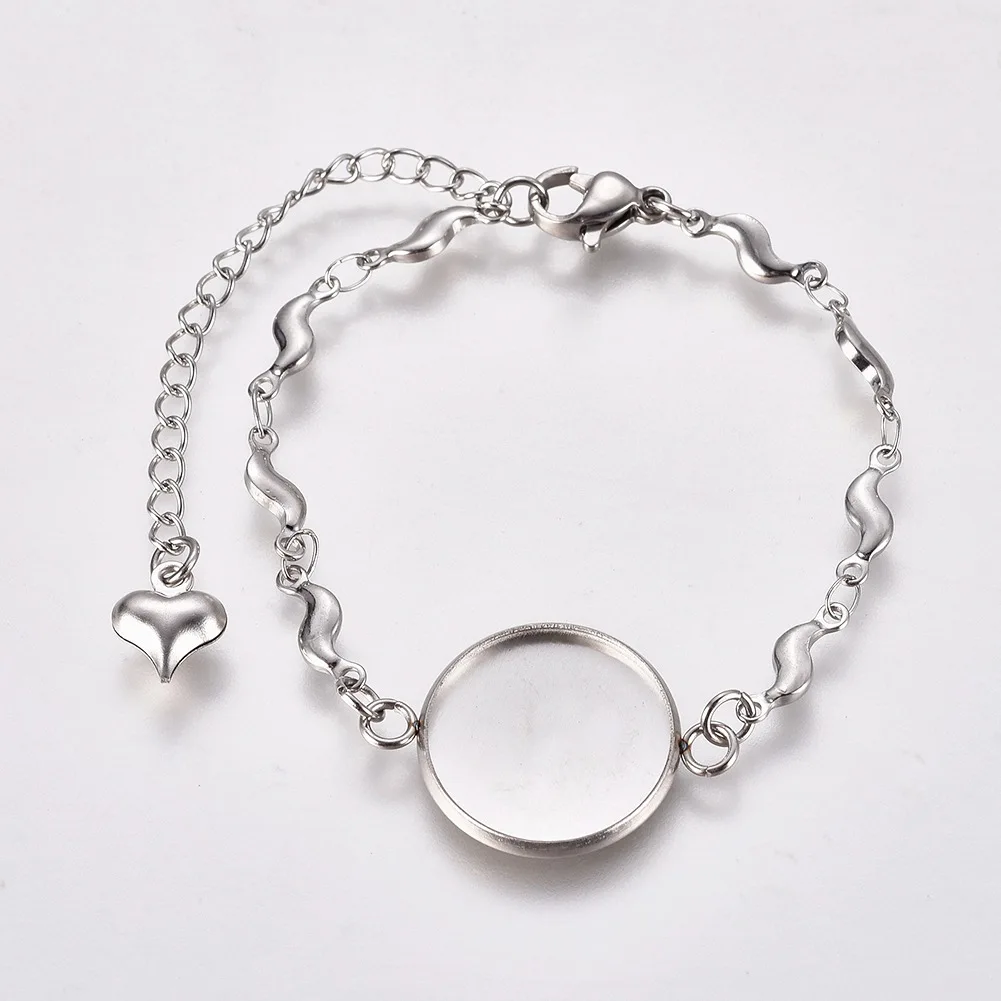 PandaHall Wholesale Link Chains Cabochon Settings Bracelets Making, Stainless steel color
PandaHall Wholesale Link Chains Cabochon Settings Bracelets Making, Stainless steel color
