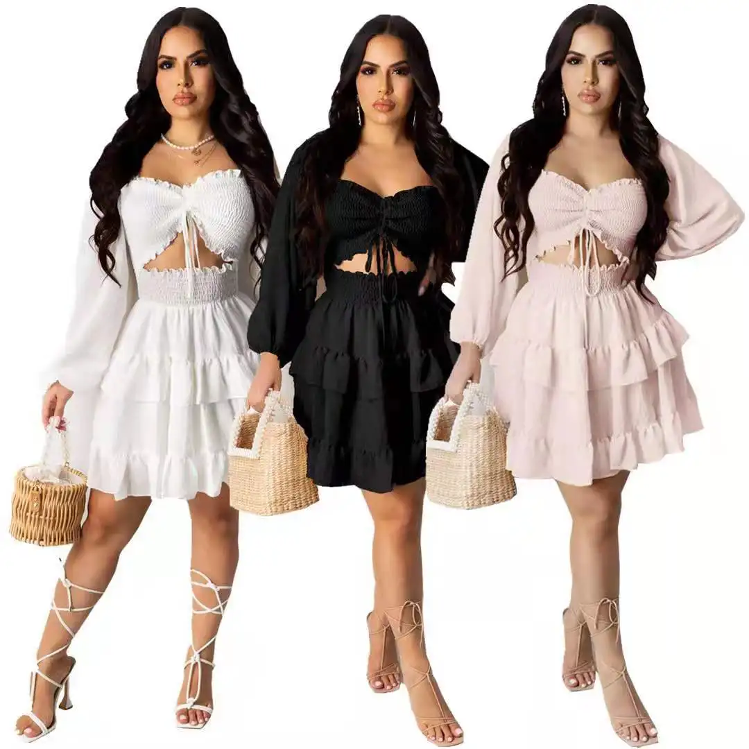 Summer temperament commuter mid-waist short skirt beauty retro temperament long-sleeved solid color tube top puff sleeve dress, Picture
Summer temperament commuter mid-waist short skirt beauty retro temperament long-sleeved solid color tube top puff sleeve dress, Picture