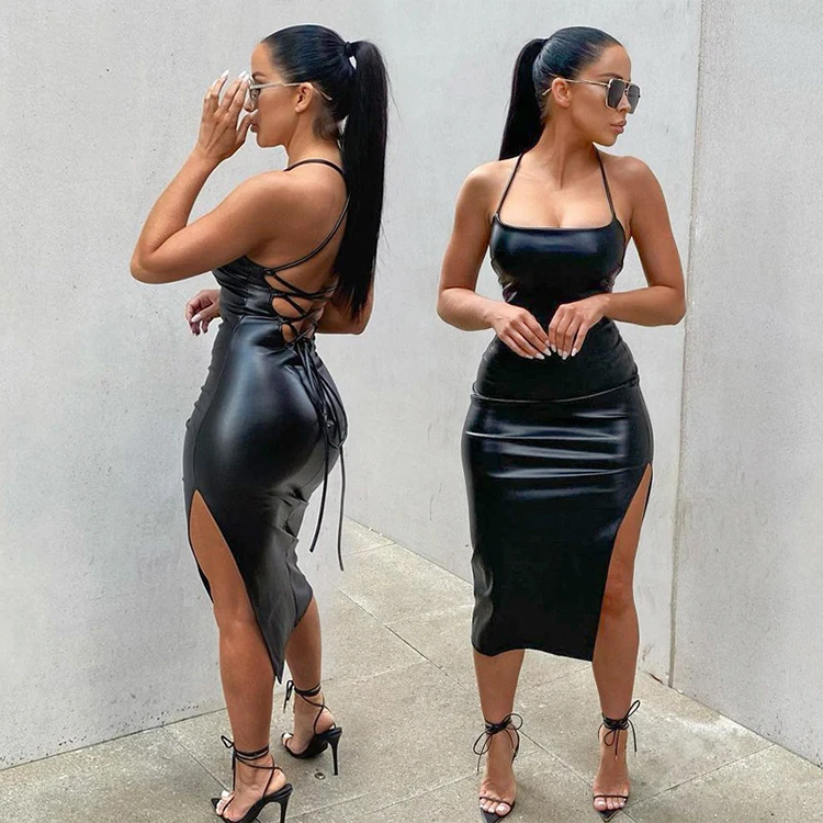 PU Black Party Summer Outfits Night Club Dresses Women Clothing 2022 Classy Lace Up Faux Leather Camisole Black Dress for Ladies
PU Black Party Summer Outfits Night Club Dresses Women Clothing 2022 Classy Lace Up Faux Leather Camisole Black Dress for Ladies
