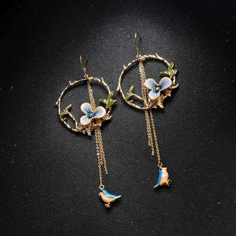 me0049 Brass 18K Real Gold Plated Enamel Flower Summer Style Gold Enamel Bird Earrings
me0049 Brass 18K Real Gold Plated Enamel Flower Summer Style Gold Enamel Bird Earrings