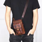 2020 new crazy horse leather men's shoulder first layer cowhide genuine leather mini waist bag