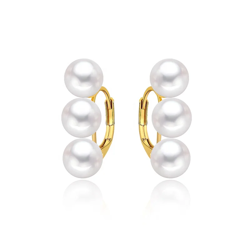 French Vintage Minimalist Jewelry Metal Plated 18k Gold Ear Hooks With 3 Pearls Earrings, Picture shows
French Vintage Minimalist Jewelry Metal Plated 18k Gold Ear Hooks With 3 Pearls Earrings, Picture shows