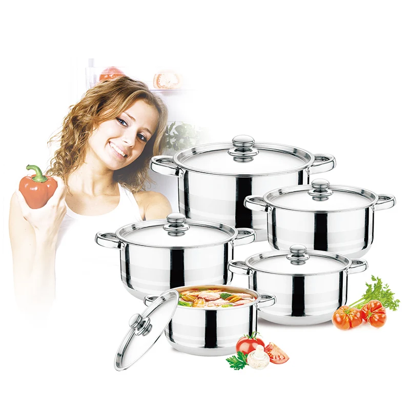 Hot sale low price manufacturer 10pcs Stainless Steel Cookware pot pan Sets Metal Logo custom OEM nonstick frying pan
Hot sale low price manufacturer 10pcs Stainless Steel Cookware pot pan Sets Metal Logo custom OEM nonstick frying pan