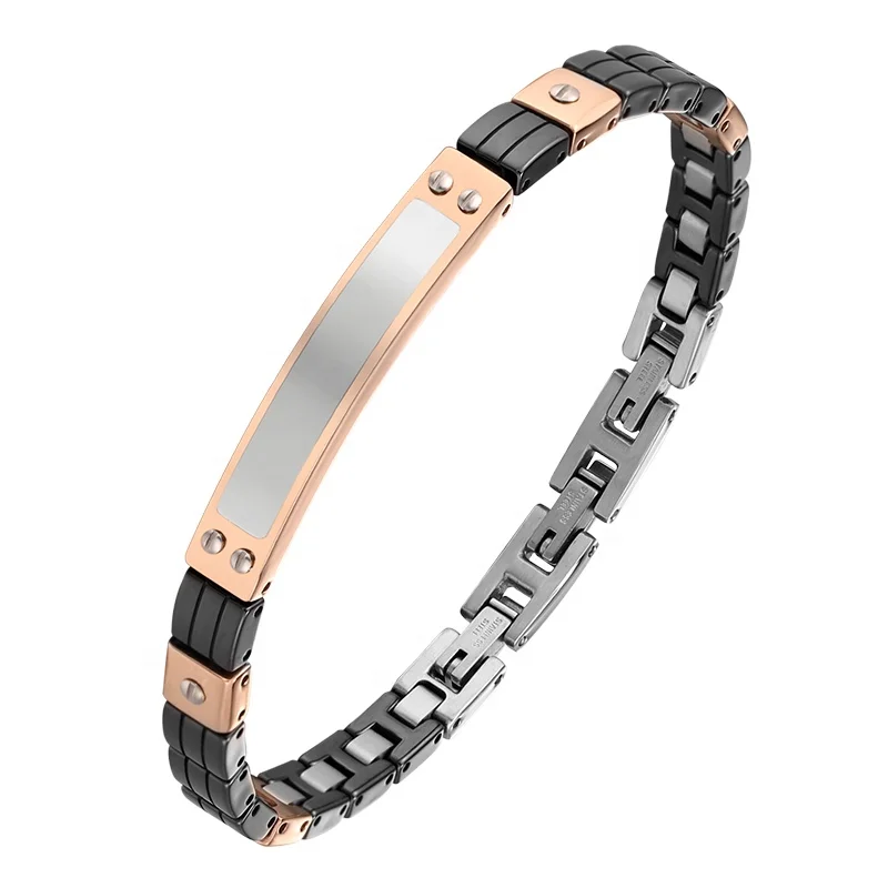 Factory High Quality Custom ID Ceramic Surgical Stainless Steel Bracelet Homme, Black & rose gold
Factory High Quality Custom ID Ceramic Surgical Stainless Steel Bracelet Homme, Black & rose gold