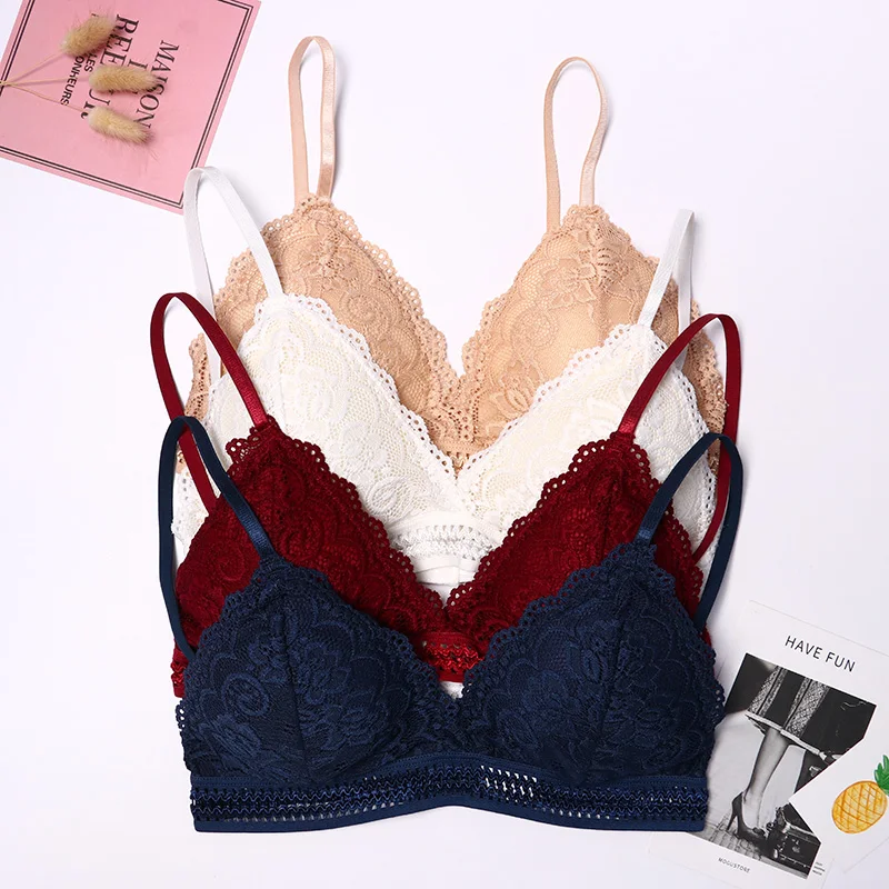 Women Fashion Style Lace Bra Girls Triangle Cup Lingerie Deep V Wireless Underwear Soft Thin Seamless Bra, As pictures show
Women Fashion Style Lace Bra Girls Triangle Cup Lingerie Deep V Wireless Underwear Soft Thin Seamless Bra, As pictures show