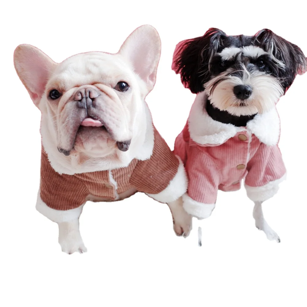 Pet thickened corduroy coat dog lapel plus fleece jacket Schnauzer two-legged clothing wholesale for autumn and winter, 2 colors
Pet thickened corduroy coat dog lapel plus fleece jacket Schnauzer two-legged clothing wholesale for autumn and winter, 2 colors