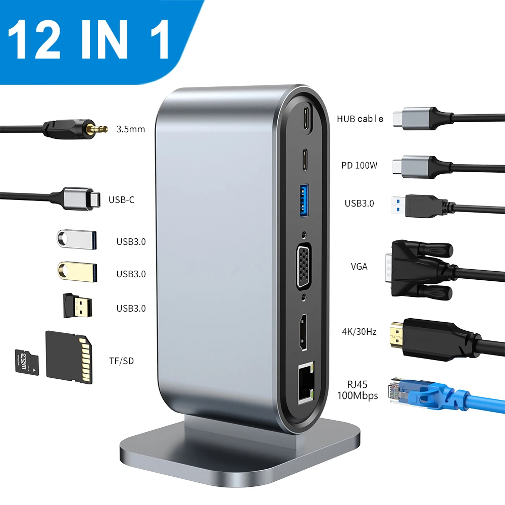 12-in-1 Multifunctional Portable Docking Station USB2.0 Hub Integrated Cable for Laptop Computer for PC and Phone Use
12-in-1 Multifunctional Portable Docking Station USB2.0 Hub Integrated Cable for Laptop Computer for PC and Phone Use