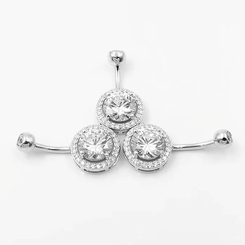 HYHB1006 New style 925 silver belly button ring European and American round zircon belly button nail body piercing jewelry
HYHB1006 New style 925 silver belly button ring European and American round zircon belly button nail body piercing jewelry