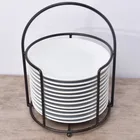 Factory direct sales cheap dinnerware restaurant white ceramic plates set with iron stand
