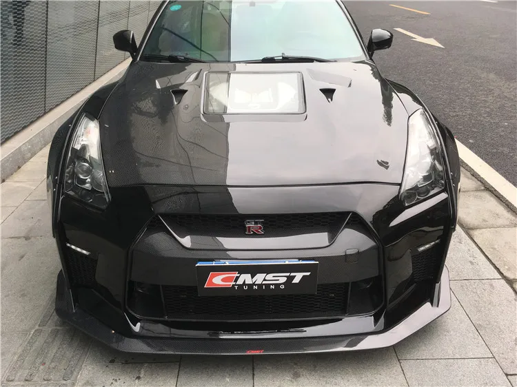 车身套件适用于日产 gtr r35 前保险杠后保险杠宽耀斑碳纤维后扩散器