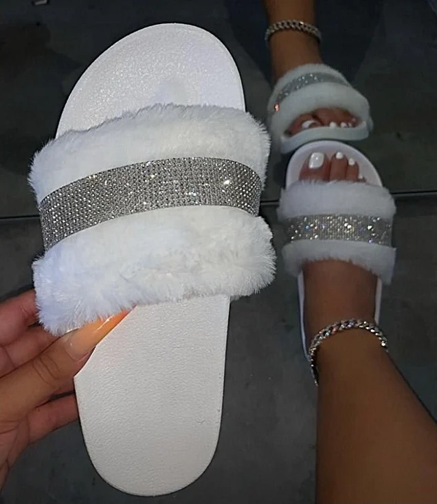 Luxury Rhinestone Women Warm Fur Slippers Cozy Fluffy Furry Crystal Flat Indoor Slides Design Home Shoes Ladies 43, Picture
Luxury Rhinestone Women Warm Fur Slippers Cozy Fluffy Furry Crystal Flat Indoor Slides Design Home Shoes Ladies 43, Picture