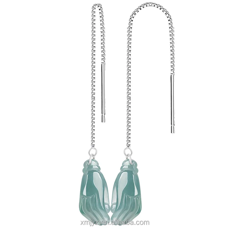 Certified Grade A Natural Jade Blue Water Handheld Pearl Guanyin Hand S925 Silver Ice Jade Stone Women's Eardrops Earrings
Certified Grade A Natural Jade Blue Water Handheld Pearl Guanyin Hand S925 Silver Ice Jade Stone Women's Eardrops Earrings