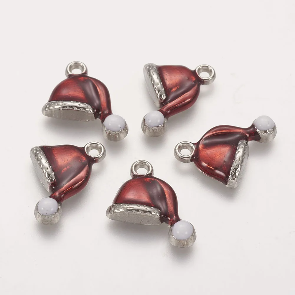 PandaHall Christmas Hat Platinum Color Dark Red and White Alloy Enamel Pendants
PandaHall Christmas Hat Platinum Color Dark Red and White Alloy Enamel Pendants