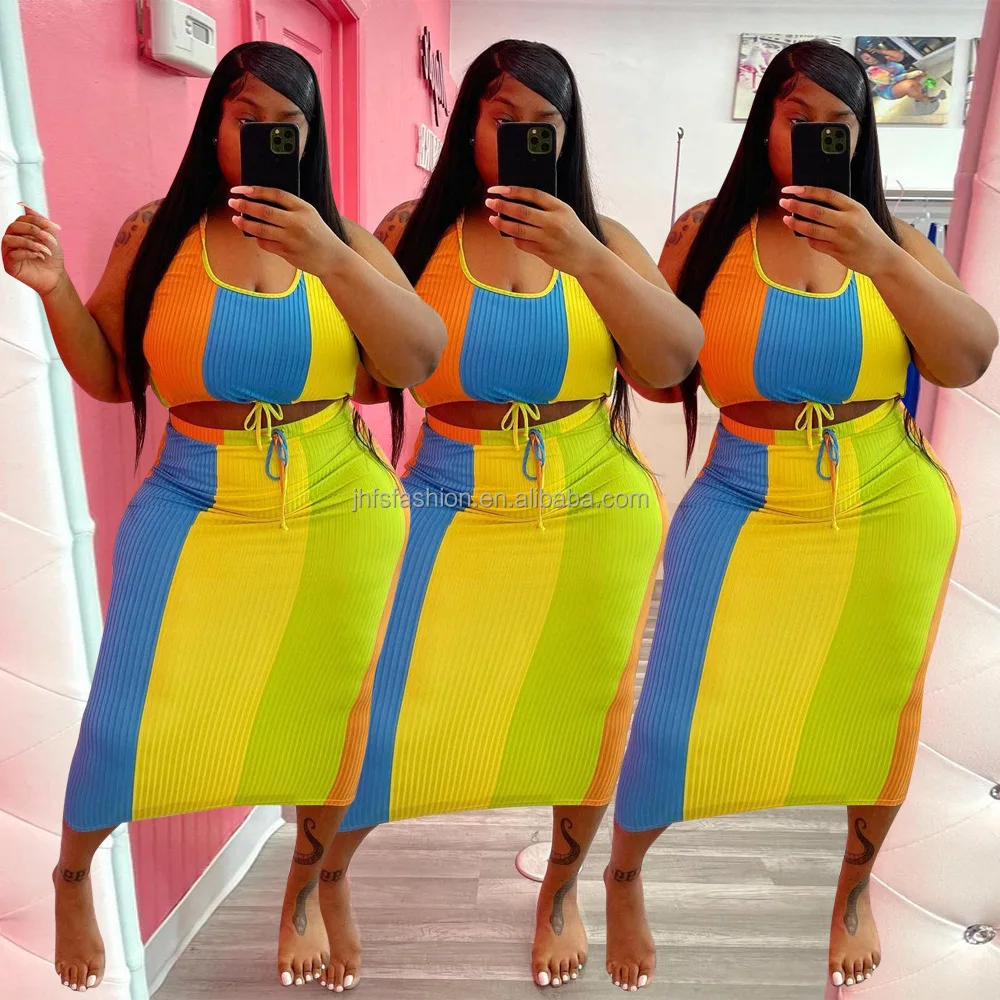 J&H fashion dropshipping 4XL plus size two piece skirt set contrast color ribbed crop top and midi dress loos fit women clothing
J&H fashion dropshipping 4XL plus size two piece skirt set contrast color ribbed crop top and midi dress loos fit women clothing